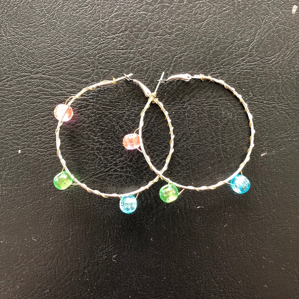 Homemade Polysexual Pride Earrings